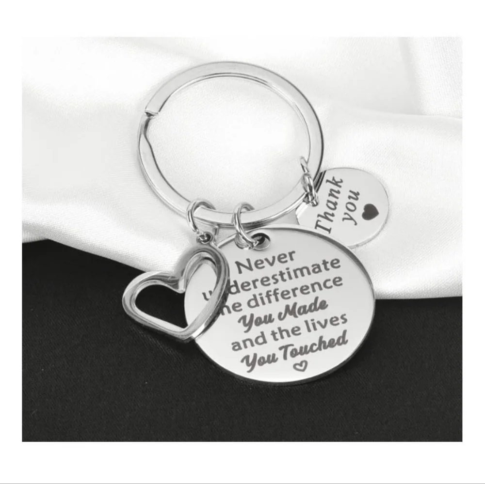Silver Inspirational Keychain with Heart Charm New